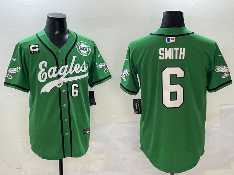 Men Philadelphia Eagles 6 Smith Green three generations Jointly Name 2025 Nike Limited NFL Jersey style 5